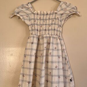Charming Kids Plaid Dress - Cream and Blue